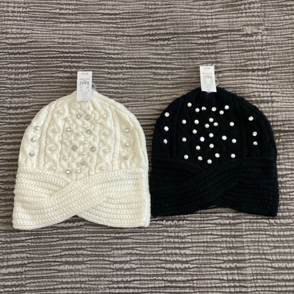 New  York & Company beanie hats (in Black & Cream)